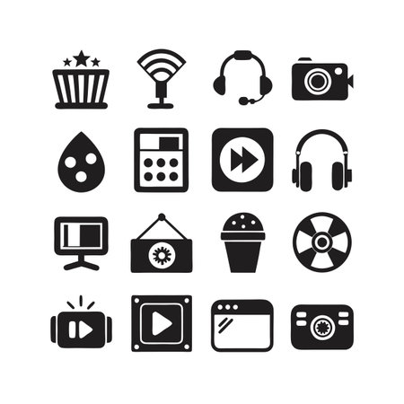 Entertainment and Media Icon Set Collection Vector for UI Documents Websites and Mobile Applicationsのイラスト素材