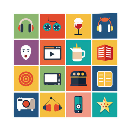Entertainment and Media Icon Set Collection Vector for UI Documents Websites and Mobile Applicationsのイラスト素材