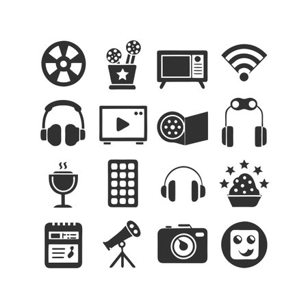 Entertainment and Media Icon Set Collection Vector for UI Documents Websites and Mobile Applicationsのイラスト素材