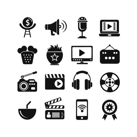 Entertainment and Media Icon Set Collection Vector for UI Documents Websites and Mobile Applicationsのイラスト素材