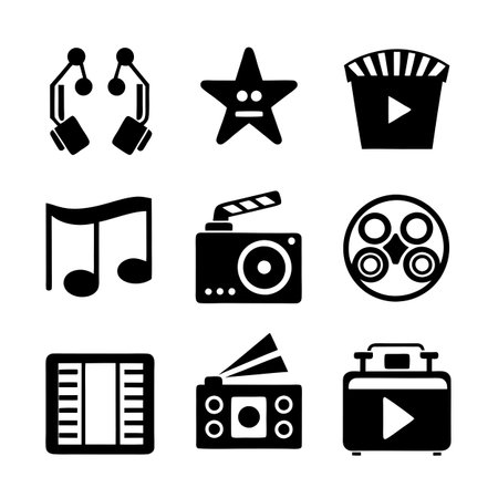 Entertainment and Media Icon Set Collection Vector for UI Documents Websites and Mobile Applicationsのイラスト素材