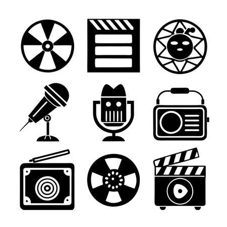 Entertainment and Media Icon Set Collection Vector for UI Documents Websites and Mobile Applicationsのイラスト素材