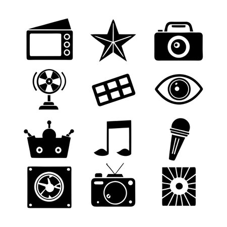 Entertainment and Media Icon Set Collection Vector for UI Documents Websites and Mobile Applicationsのイラスト素材