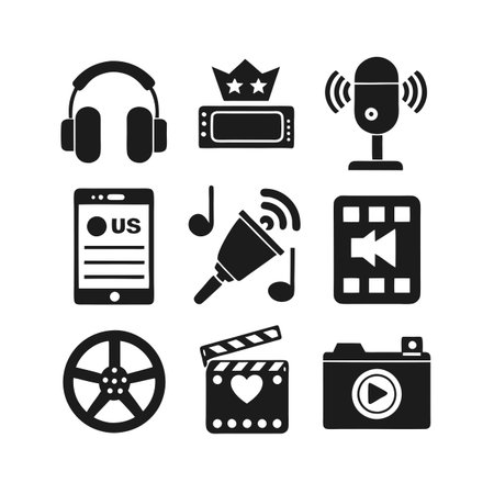 Entertainment and Media Icon Set Collection Vector for UI Documents Websites and Mobile Applicationsのイラスト素材