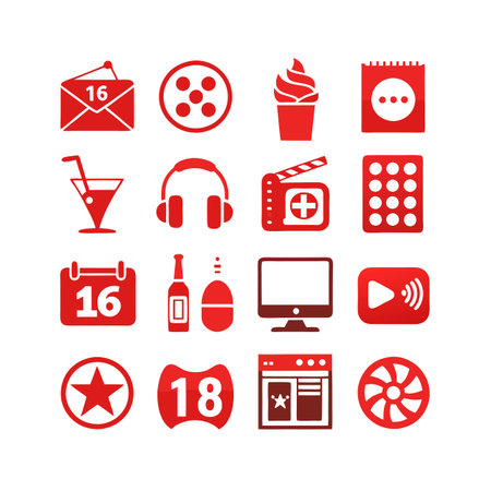 Entertainment and Media Icon Set Collection Vector for UI Documents Websites and Mobile Applicationsのイラスト素材