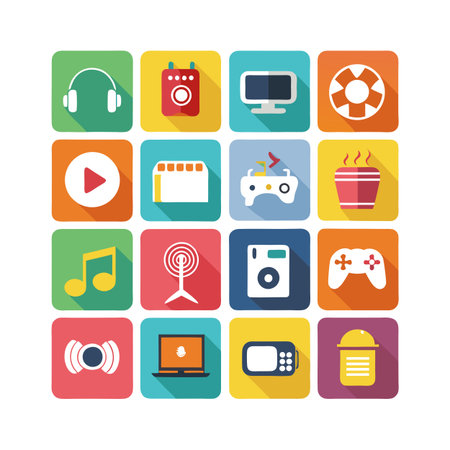 Entertainment and Media Icon Set Collection Vector for UI Documents Websites and Mobile Applicationsのイラスト素材