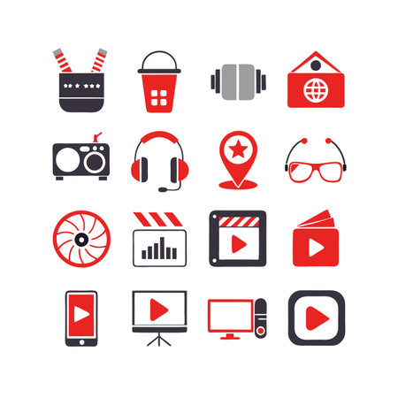 Entertainment and Media Icon Set Collection Vector for UI Documents Websites and Mobile Applicationsのイラスト素材