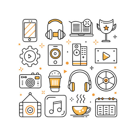 Entertainment and Media Icon Set Collection Vector for UI Documents Websites and Mobile Applicationsのイラスト素材