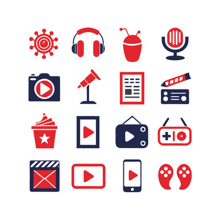Entertainment and Media Icon Set Collection Vector for UI Documents Websites and Mobile Applicationsのイラスト素材