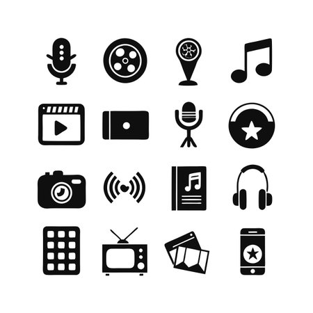 Entertainment and Media Icon Set Collection Vector for UI Documents Websites and Mobile Applicationsのイラスト素材