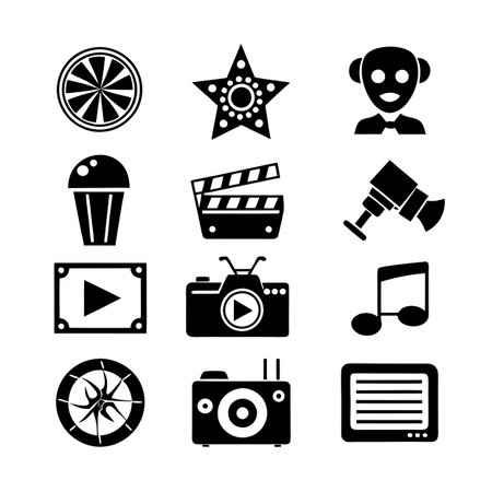 Entertainment and Media Icon Set Collection Vector for UI Documents Websites and Mobile Applicationsのイラスト素材