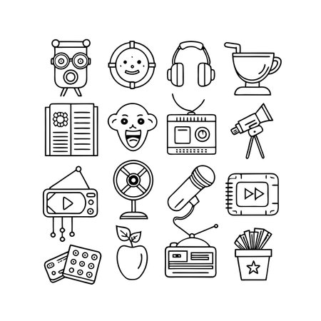 Entertainment and Media Icon Set Collection Vector for UI Documents Websites and Mobile Applicationsのイラスト素材