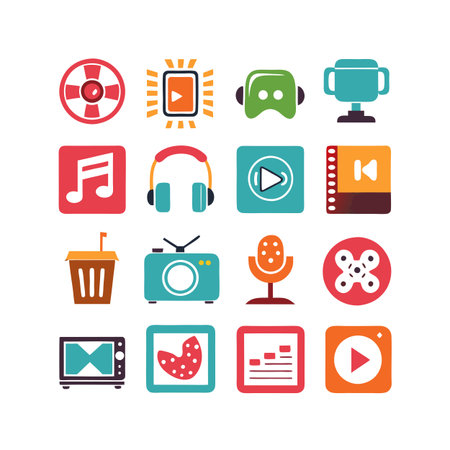 Entertainment and Media Icon Set Collection Vector for UI Documents Websites and Mobile Applicationsのイラスト素材