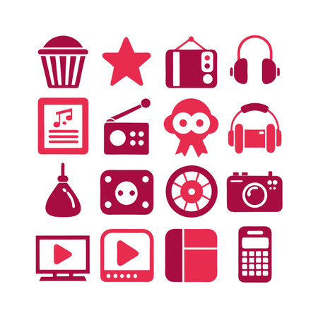Entertainment and Media Icon Set Collection Vector for UI Documents Websites and Mobile Applicationsのイラスト素材