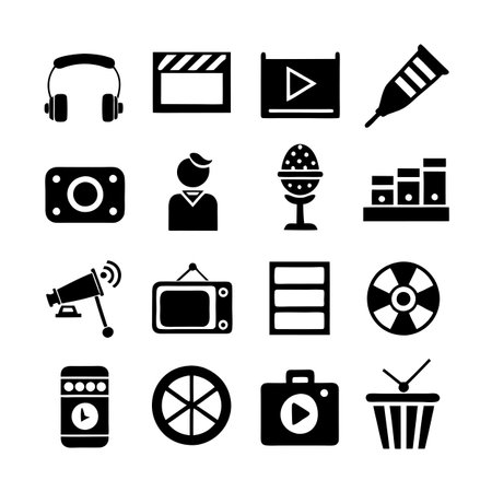 Entertainment and Media Icon Set Collection Vector for UI Documents Websites and Mobile Applicationsのイラスト素材