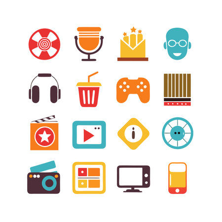 Entertainment and Media Icon Set Collection Vector for UI Documents Websites and Mobile Applicationsのイラスト素材