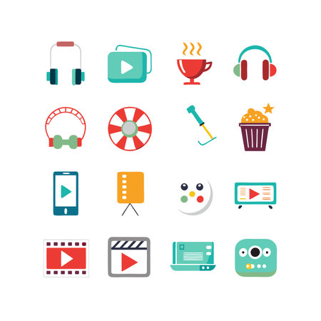 Entertainment and Media Icon Set Collection Vector for UI Documents Websites and Mobile Applicationsのイラスト素材