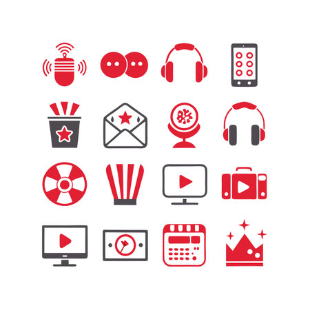 Entertainment and Media Icon Set Collection Vector for UI Documents Websites and Mobile Applicationsのイラスト素材