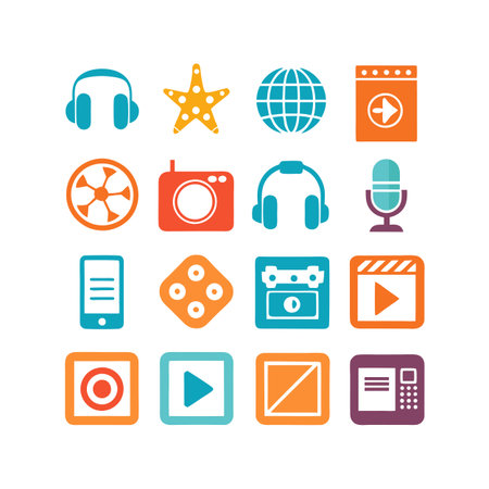 Entertainment and Media Icon Set Collection Vector for UI Documents Websites and Mobile Applicationsのイラスト素材