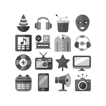 Entertainment and Media Icon Set Collection Vector for UI Documents Websites and Mobile Applicationsのイラスト素材