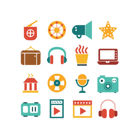 Entertainment and Media Icon Set Collection Vector for UI Documents Websites and Mobile Applicationsのイラスト素材