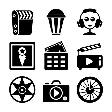Entertainment and Media Icon Set Collection Vector for UI Documents Websites and Mobile Applicationsのイラスト素材