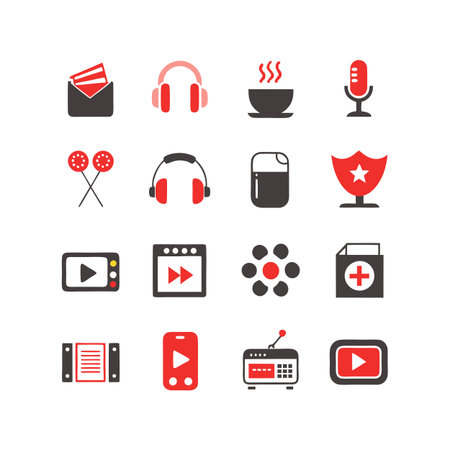 Entertainment and Media Icon Set Collection Vector for UI Documents Websites and Mobile Applicationsのイラスト素材