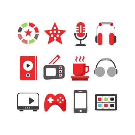 Entertainment and Media Icon Set Collection Vector for UI Documents Websites and Mobile Applicationsのイラスト素材