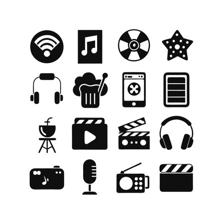 Entertainment and Media Icon Set Collection Vector for UI Documents Websites and Mobile Applicationsのイラスト素材