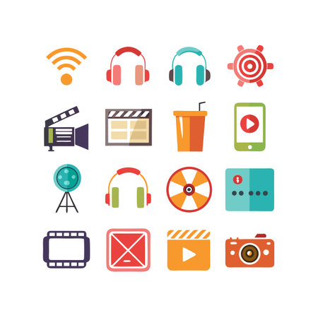 Entertainment and Media Icon Set Collection Vector for UI Documents Websites and Mobile Applicationsのイラスト素材