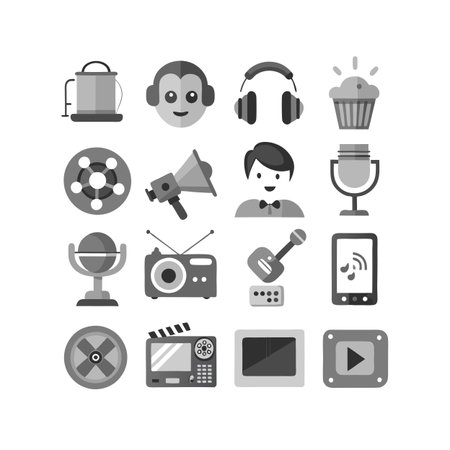 Entertainment and Media Icon Set Collection Vector for UI Documents Websites and Mobile Applicationsのイラスト素材