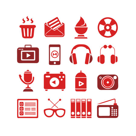 Entertainment and Media Icon Set Collection Vector for UI Documents Websites and Mobile Applicationsのイラスト素材