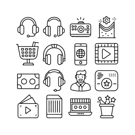 Entertainment and Media Icon Set Collection Vector for UI Documents Websites and Mobile Applicationsのイラスト素材