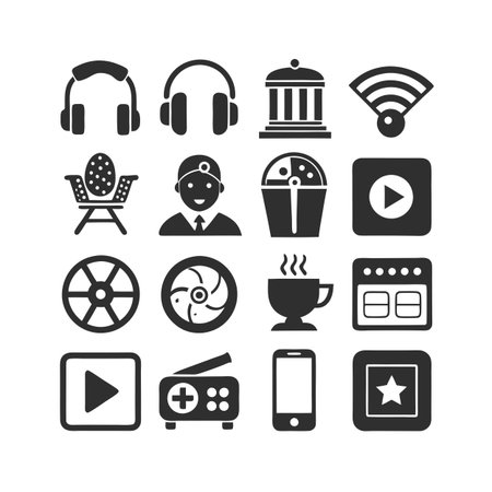 Entertainment and Media Icon Set Collection Vector for UI Documents Websites and Mobile Applicationsのイラスト素材