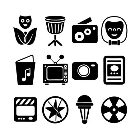 Entertainment and Media Icon Set Collection Vector for UI Documents Websites and Mobile Applicationsのイラスト素材