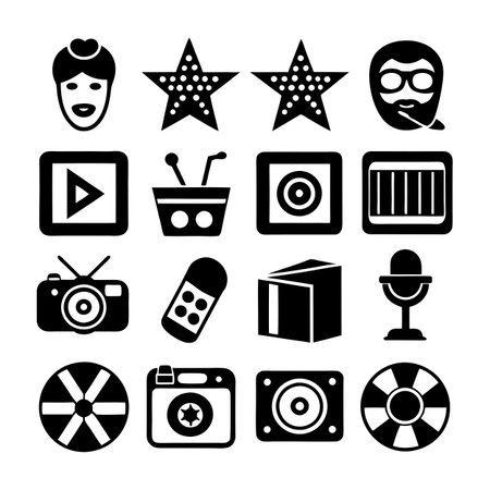Entertainment and Media Icon Set Collection Vector for UI Documents Websites and Mobile Applicationsのイラスト素材