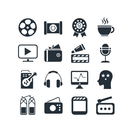 Entertainment and Media Icon Set Collection Vector for UI Documents Websites and Mobile Applicationsのイラスト素材