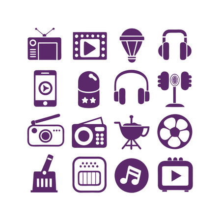 Entertainment and Media Icon Set Collection Vector for UI Documents Websites and Mobile Applicationsのイラスト素材