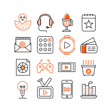 Entertainment and Media Icon Set Collection Vector for UI Documents Websites and Mobile Applicationsのイラスト素材