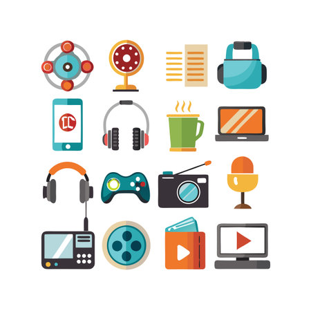 Entertainment and Media Icon Set Collection Vector for UI Documents Websites and Mobile Applicationsのイラスト素材