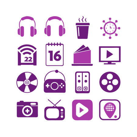 Entertainment and Media Icon Set Collection Vector for UI Documents Websites and Mobile Applicationsのイラスト素材