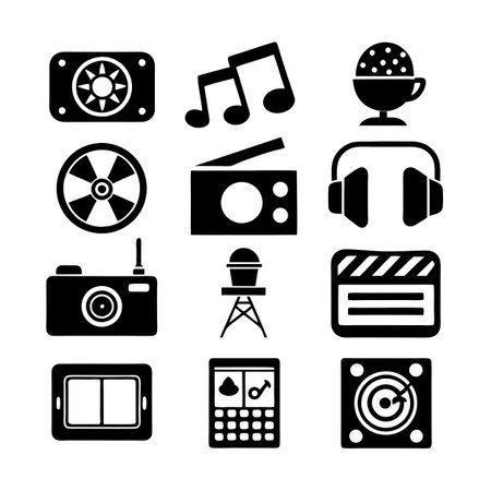 Entertainment and Media Icon Set Collection Vector for UI Documents Websites and Mobile Applicationsのイラスト素材