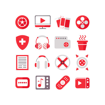 Entertainment and Media Icon Set Collection Vector for UI Documents Websites and Mobile Applicationsのイラスト素材