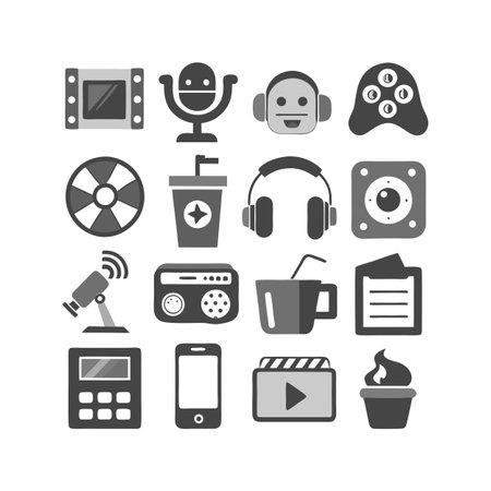 Entertainment and Media Icon Set Collection Vector for UI Documents Websites and Mobile Applicationsのイラスト素材