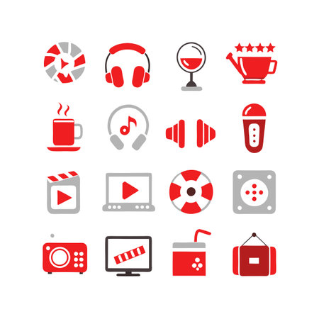 Entertainment and Media Icon Set Collection Vector for UI Documents Websites and Mobile Applicationsのイラスト素材