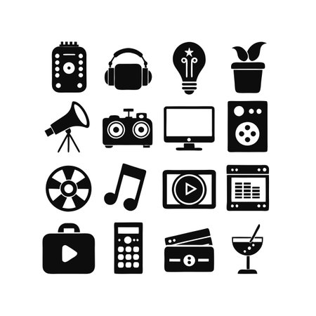 Entertainment and Media Icon Set Collection Vector for UI Documents Websites and Mobile Applicationsのイラスト素材