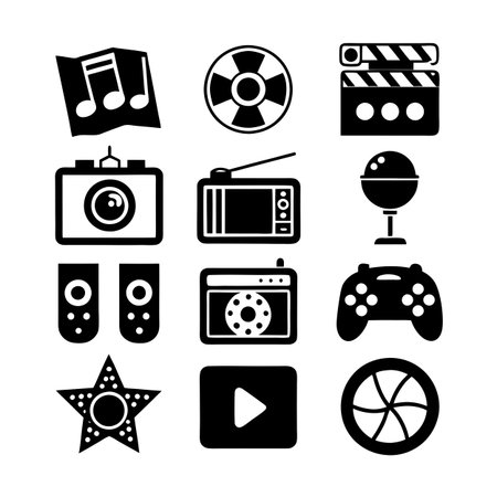Entertainment and Media Icon Set Collection Vector for UI Documents Websites and Mobile Applicationsのイラスト素材