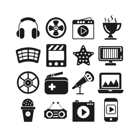 Entertainment and Media Icon Set Collection Vector for UI Documents Websites and Mobile Applicationsのイラスト素材