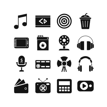Entertainment and Media Icon Set Collection Vector for UI Documents Websites and Mobile Applicationsのイラスト素材