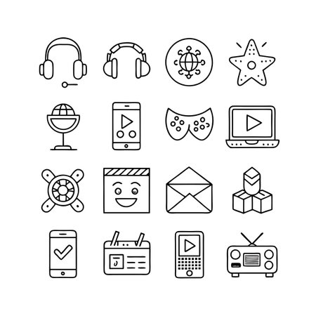 Entertainment and Media Icon Set Collection Vector for UI Documents Websites and Mobile Applicationsのイラスト素材